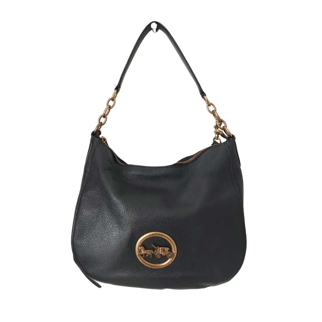 Coach Black Pebbled Leather 'Elle' Hobo Bag | Pre Loved |