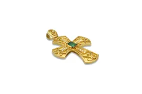 Creations Queen Emerald Gold Cross