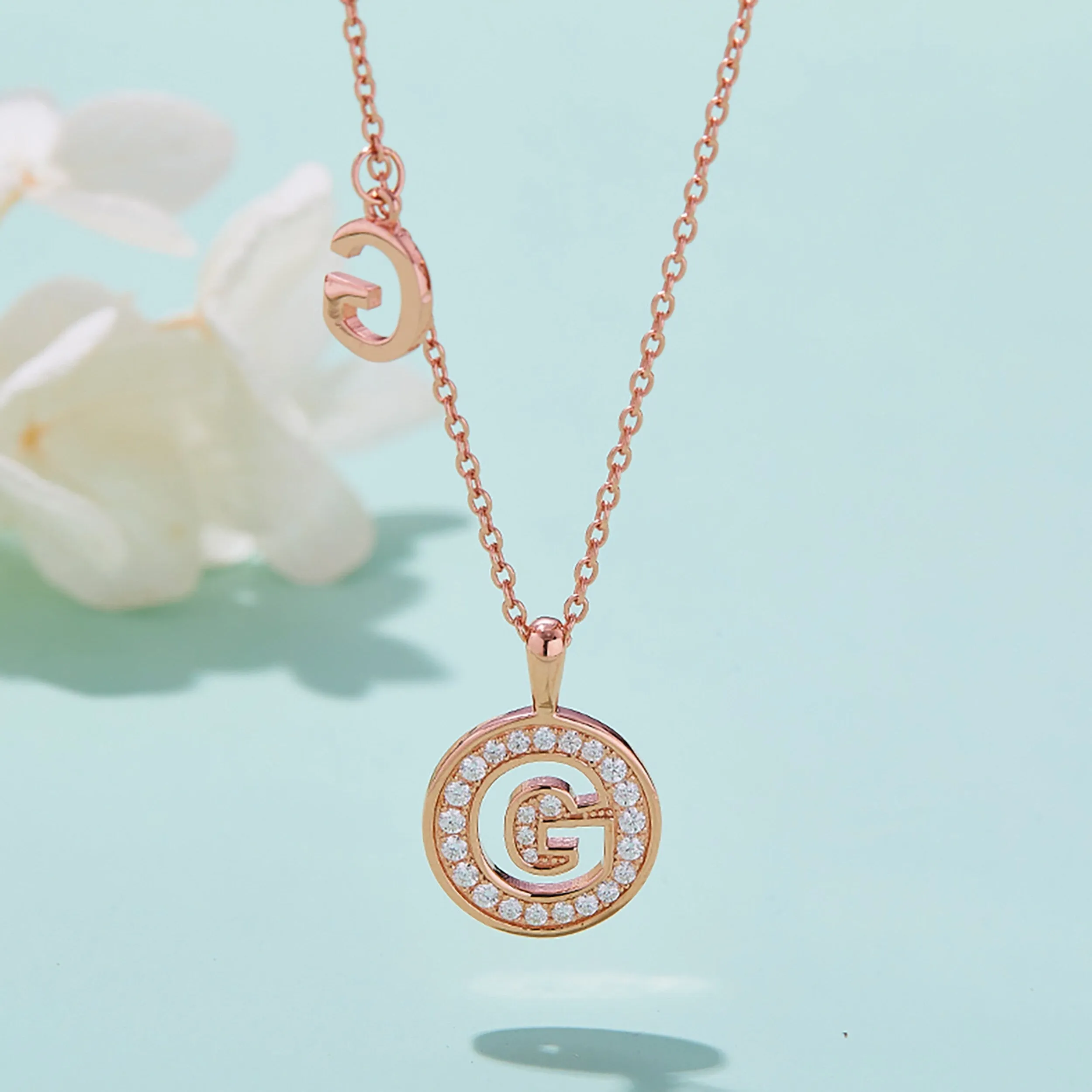 Customized G Letter Moissanite Diamond Necklace