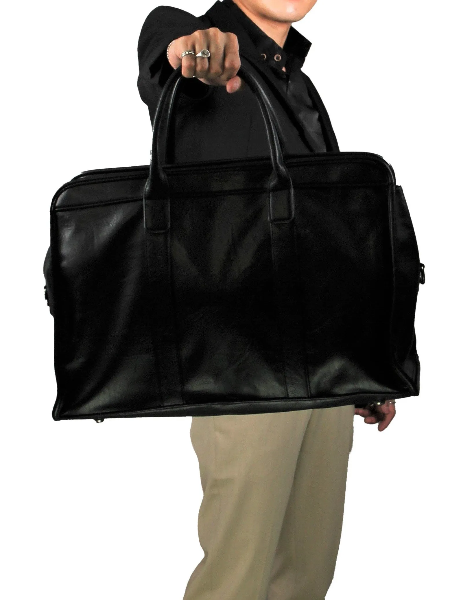 Faux leather holdall black 4919