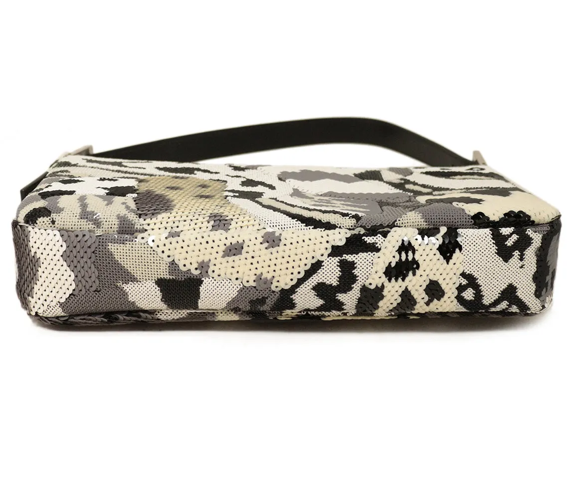 Fendi B&W Sequin Baguette Bag