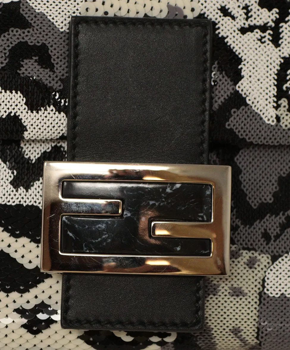 Fendi B&W Sequin Baguette Bag