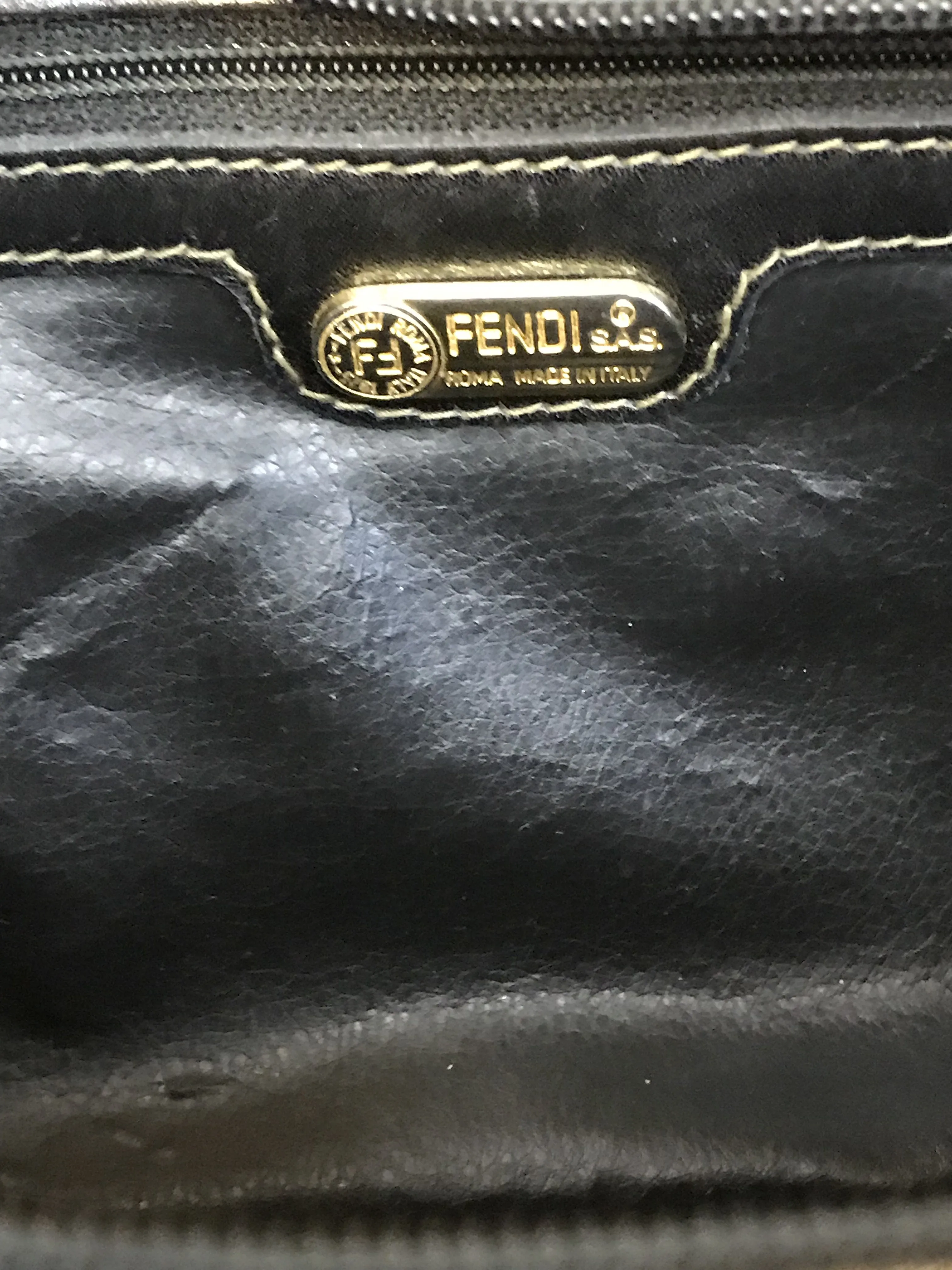 Fendi Checkered Coated Canvas Satchel with Strap