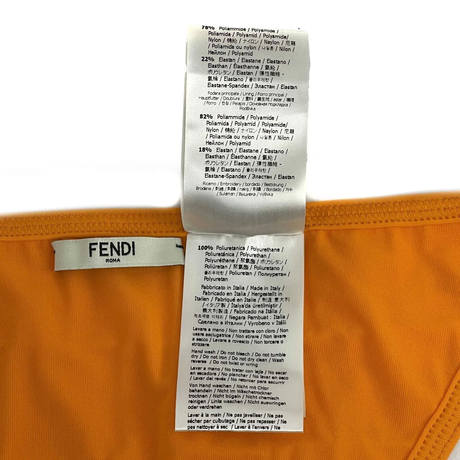 Fendi - Excellent - Orange FF Logo Triangle Bikini 38 US 6