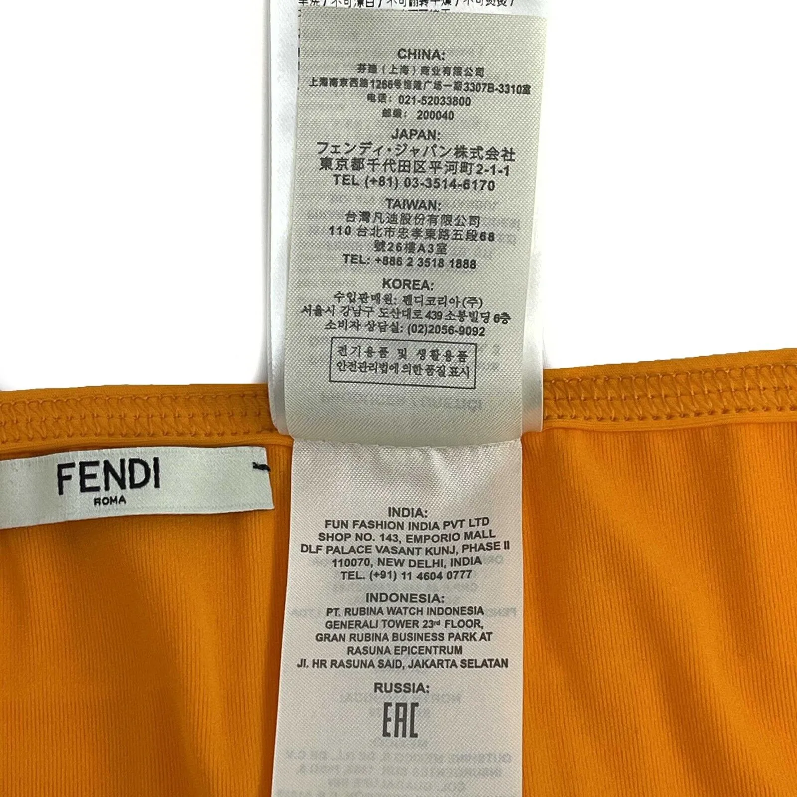 Fendi - Excellent - Orange FF Logo Triangle Bikini 38 US 6