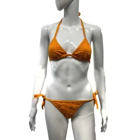 Fendi - Excellent - Orange FF Logo Triangle Bikini 38 US 6