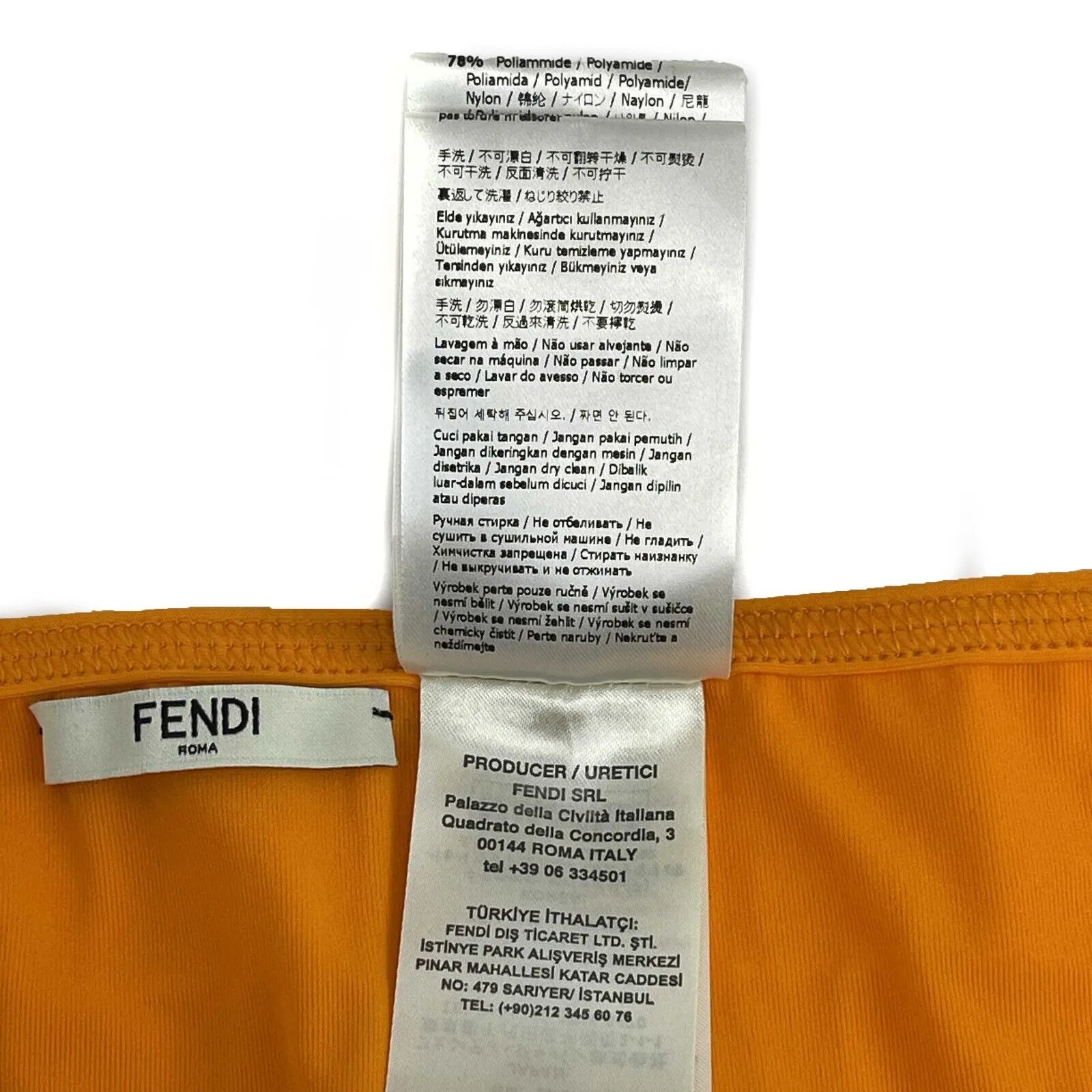 Fendi - Excellent - Orange FF Logo Triangle Bikini 38 US 6