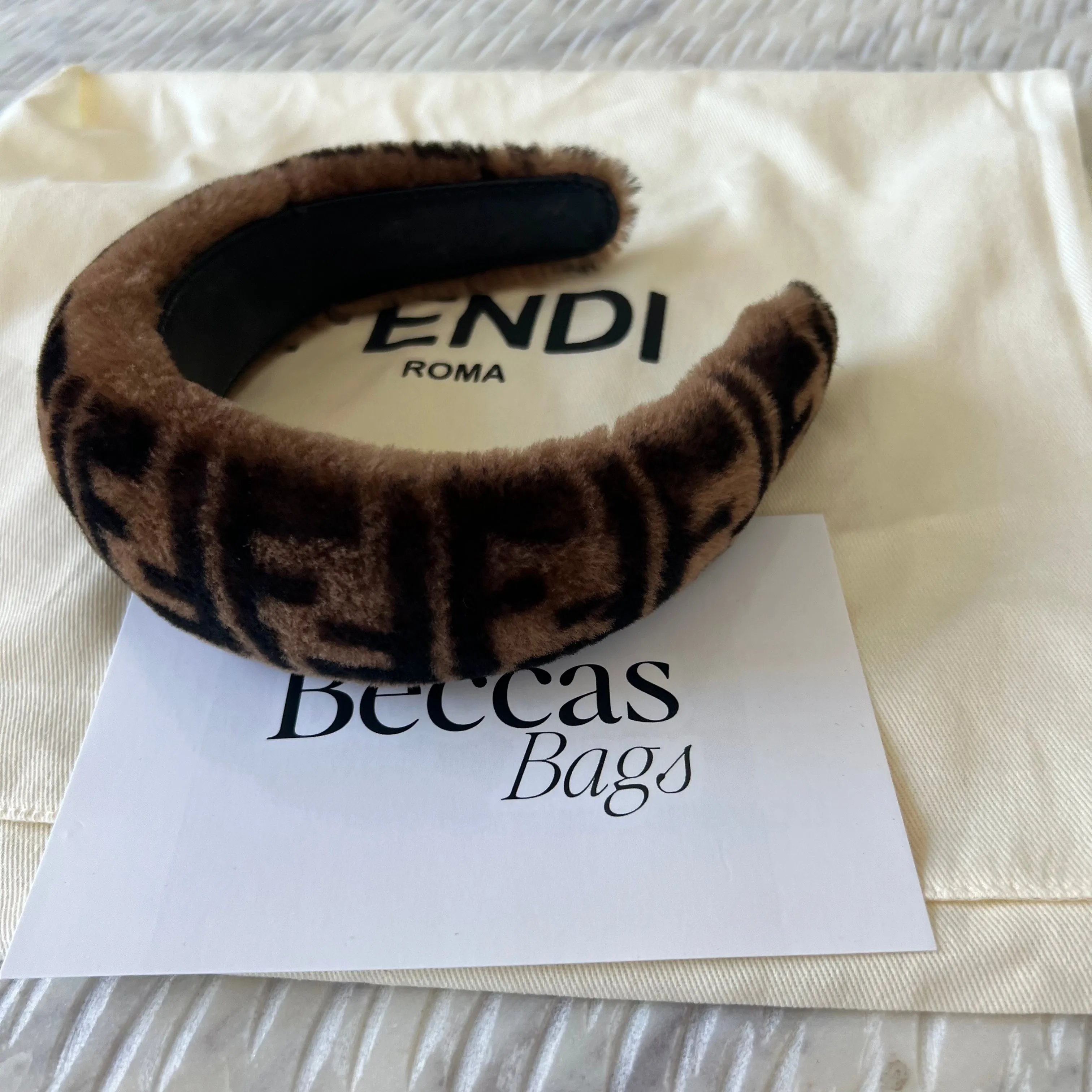 Fendi FF Shearling Headband