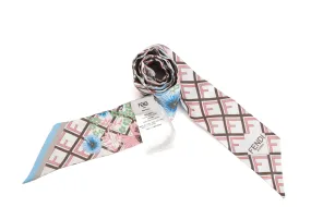 FENDI FXT011 A56STU SILK WRAPPY LIGHT PINK, BLUE, KHAKI, FLORAL PRINTS, 1200 X 50MM, WITH BOX