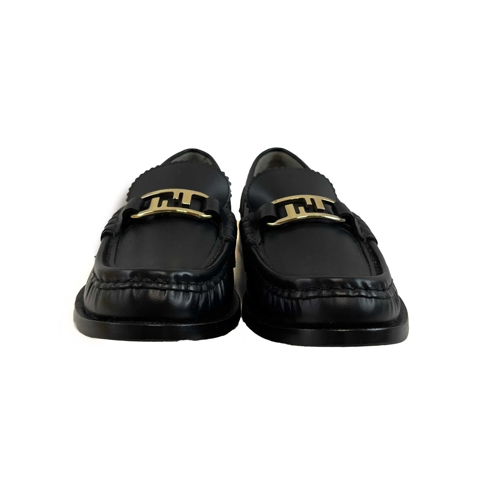 Fendi O'Lock Loafers Black 38 US 8 Women New With Box