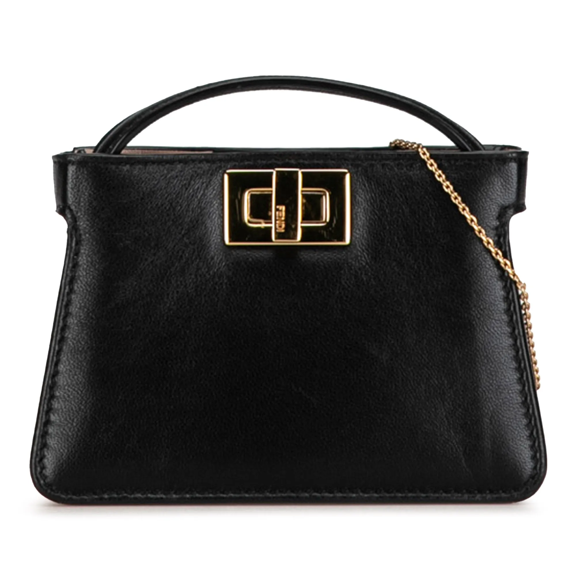 Fendi Pico Peekaboo Charm Black Calfskin