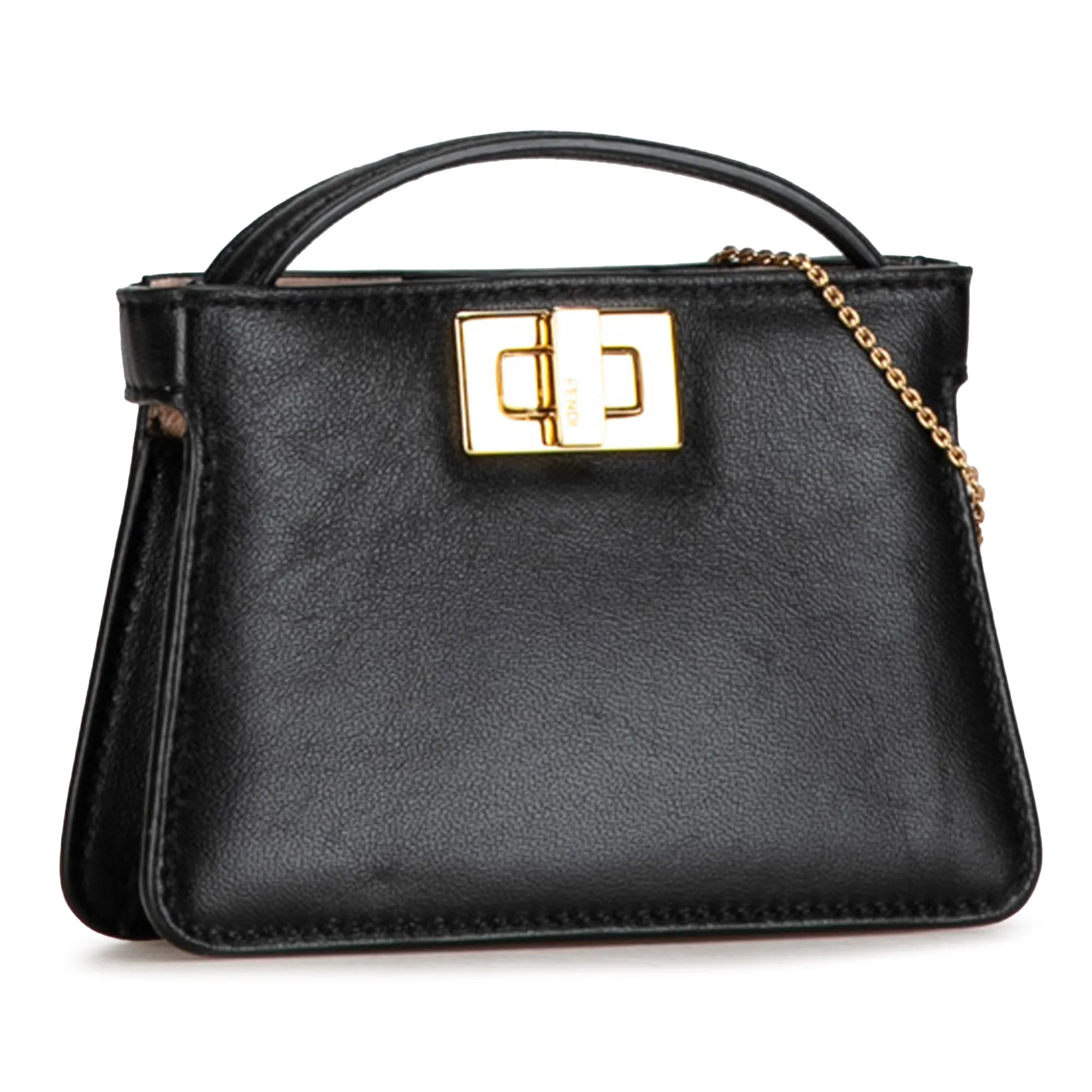 Fendi Pico Peekaboo Charm Black Calfskin