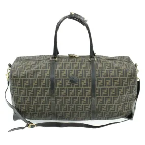 FENDI Zucca Canvas Boston Bag Brown Black