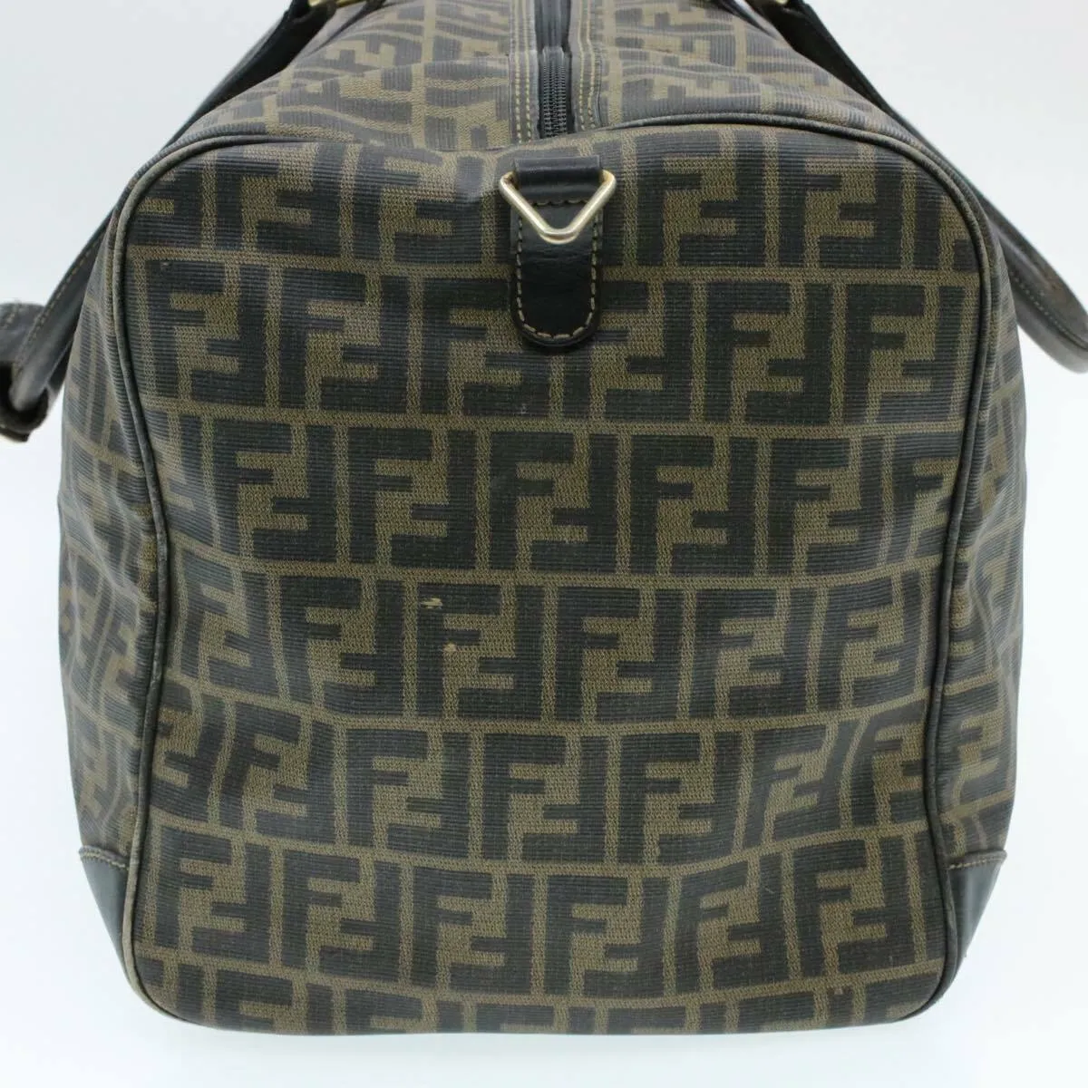 FENDI Zucca Canvas Boston Bag Brown Black