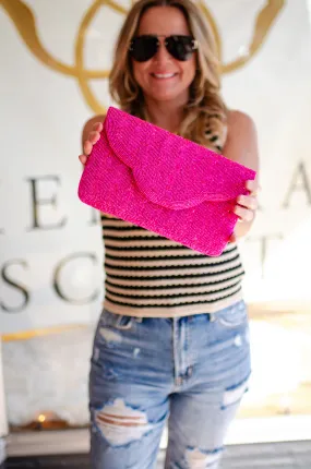 Fuchsia Beaded Clutch