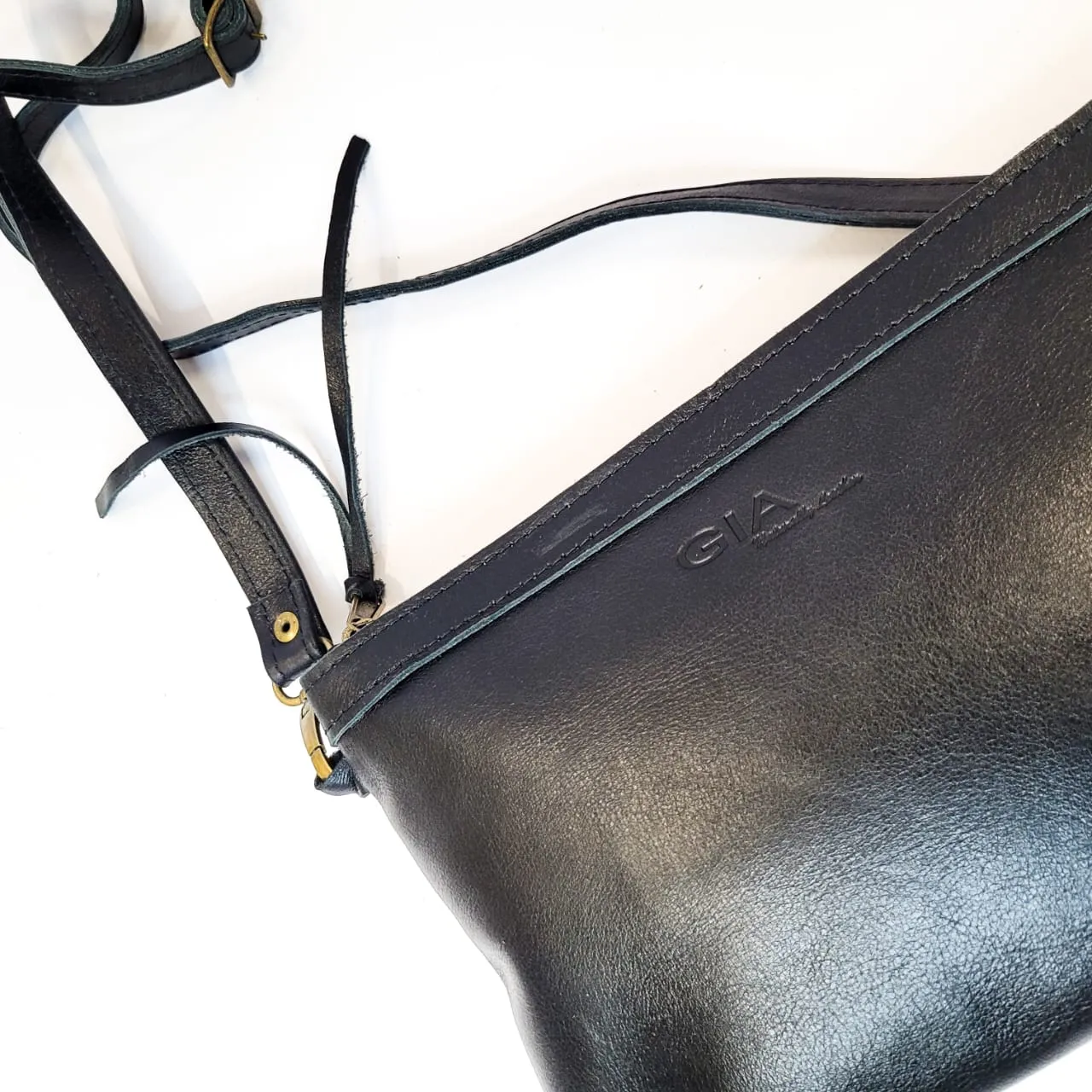 Gia leather black messenger bag