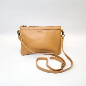 Gia leather dark nude messenger bag