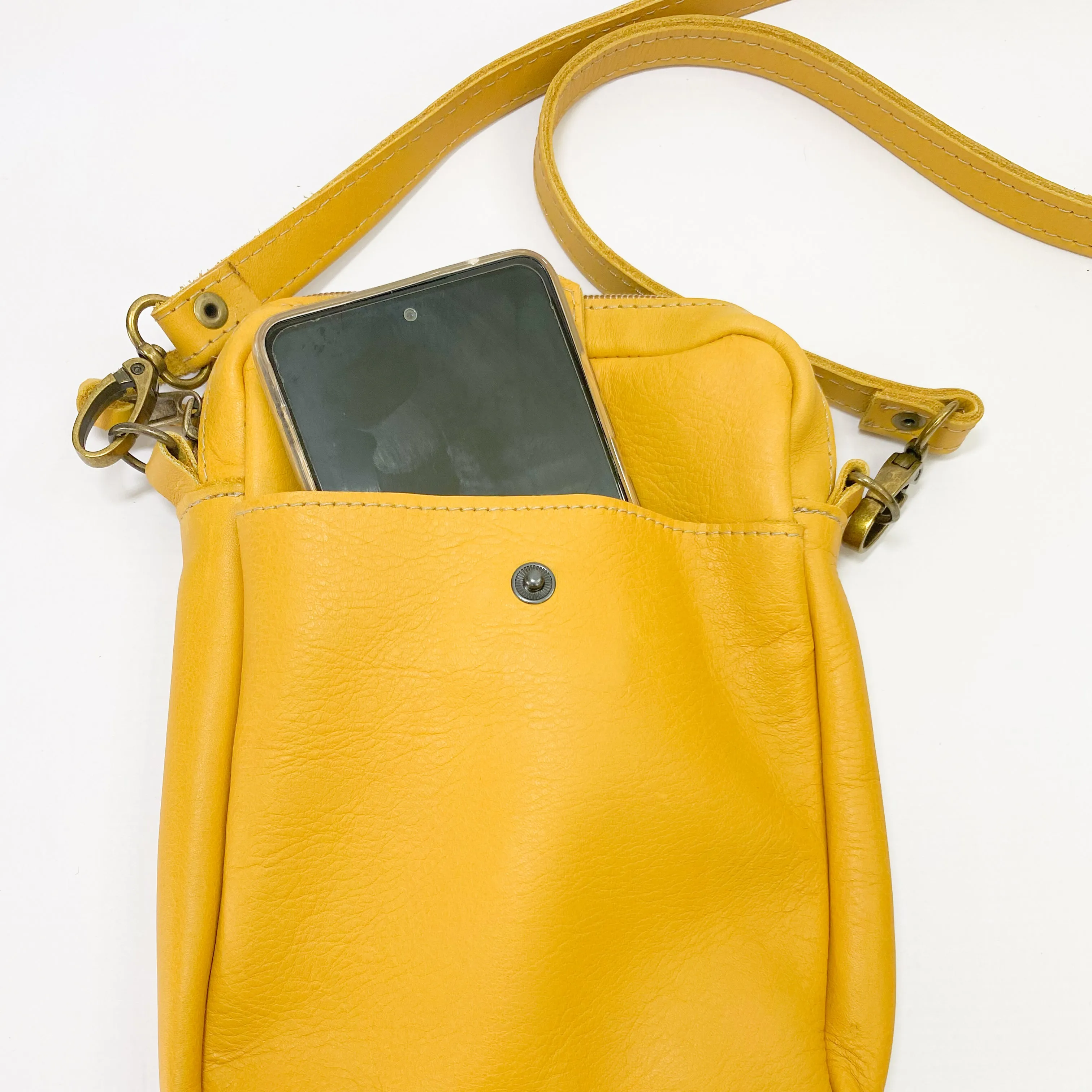 Gia leather yellow crossbody bag