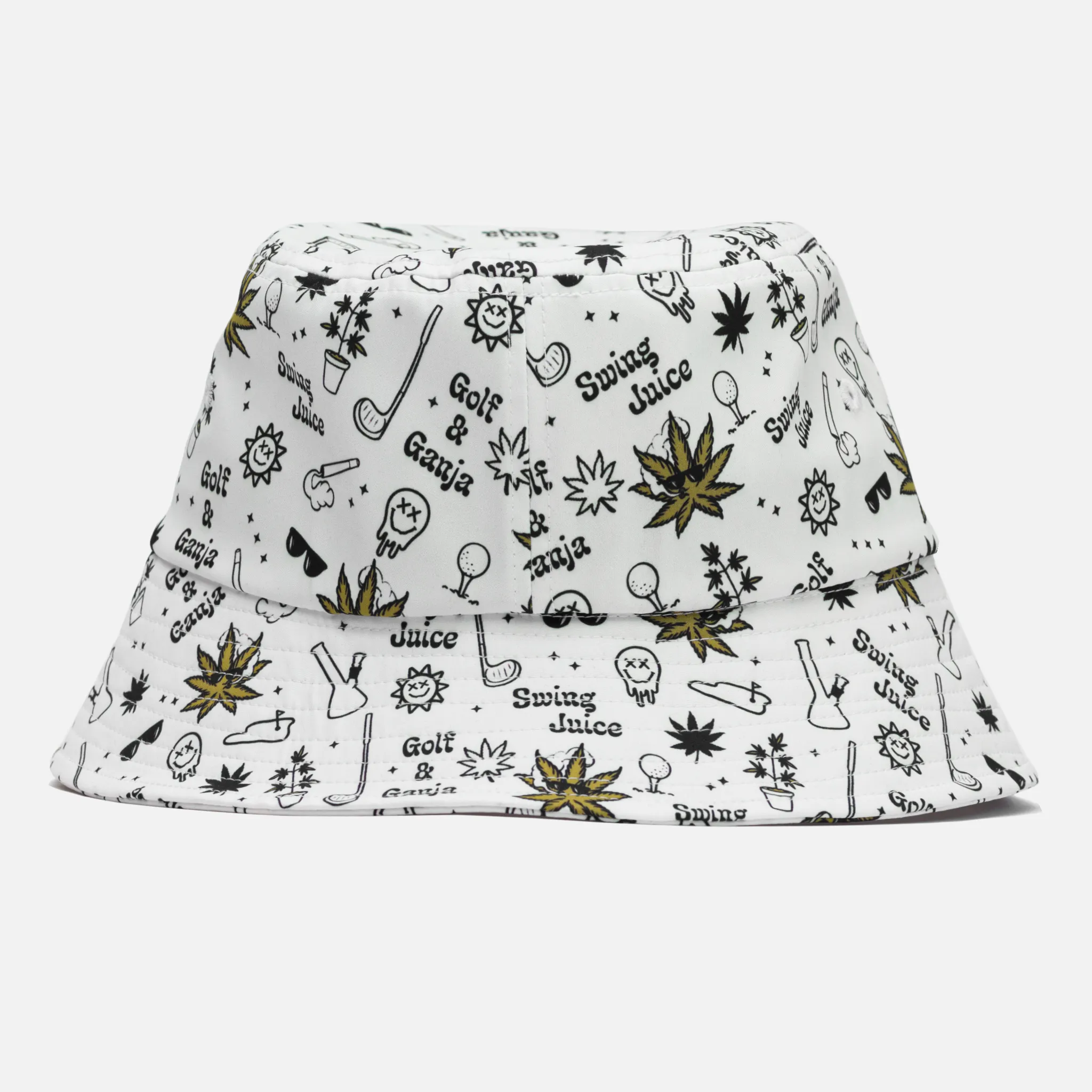 Golf & Ganja All Over Unisex Bucket Hat Natural O/S