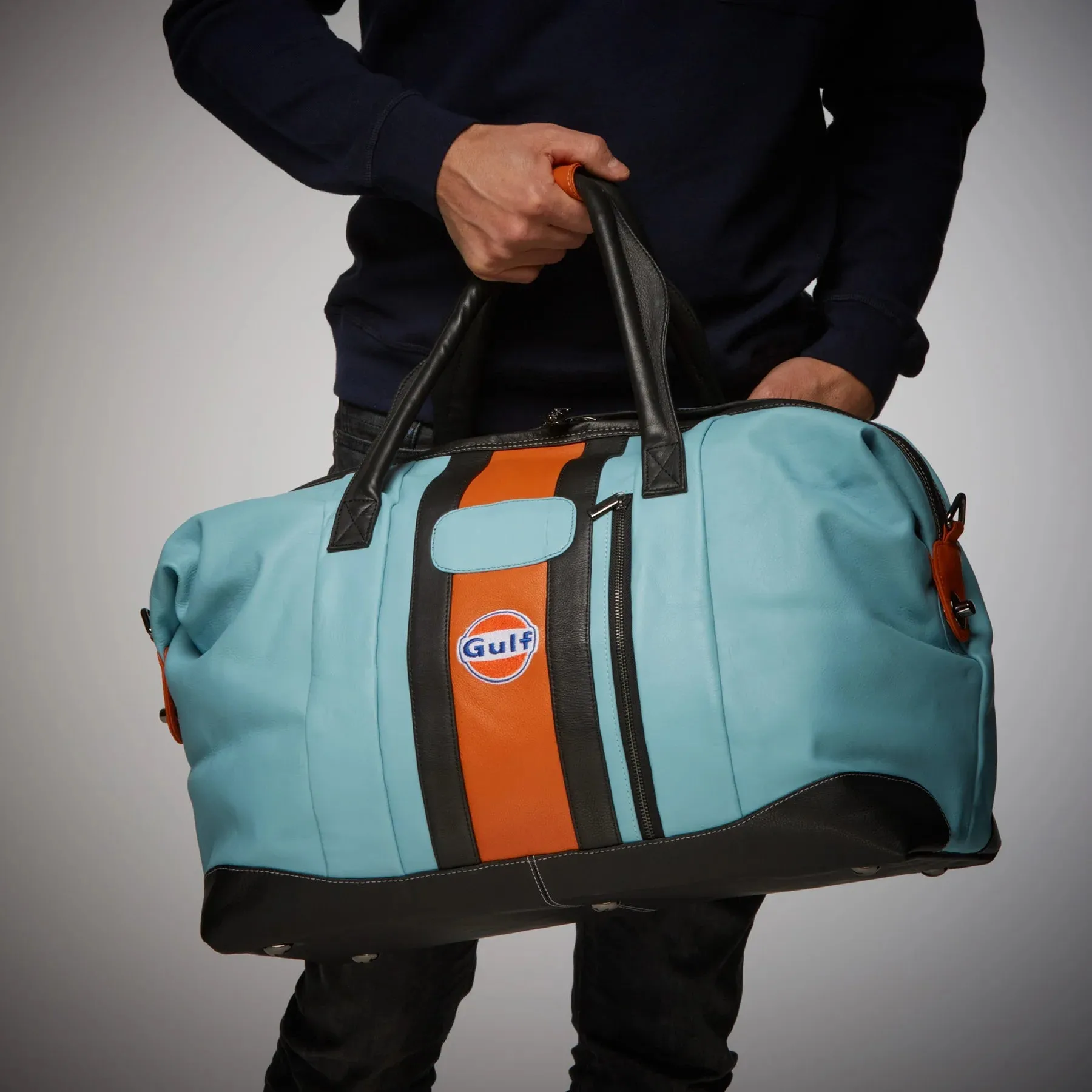 GrandPrix Originals Gulf Leather Large Duffel Bag - Gulf Blue