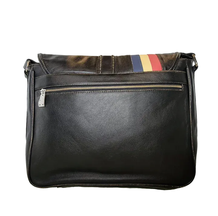 GrandPrix Originals Limited Edition Vintage Leather Silverstone Messenger Bag - Black