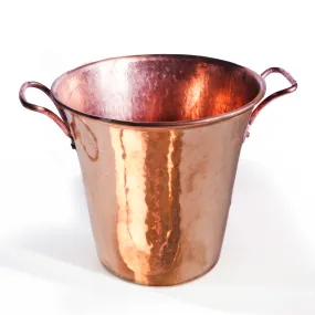 Hand Hammered Copper Wine Bucket (Polished) - Square Handles