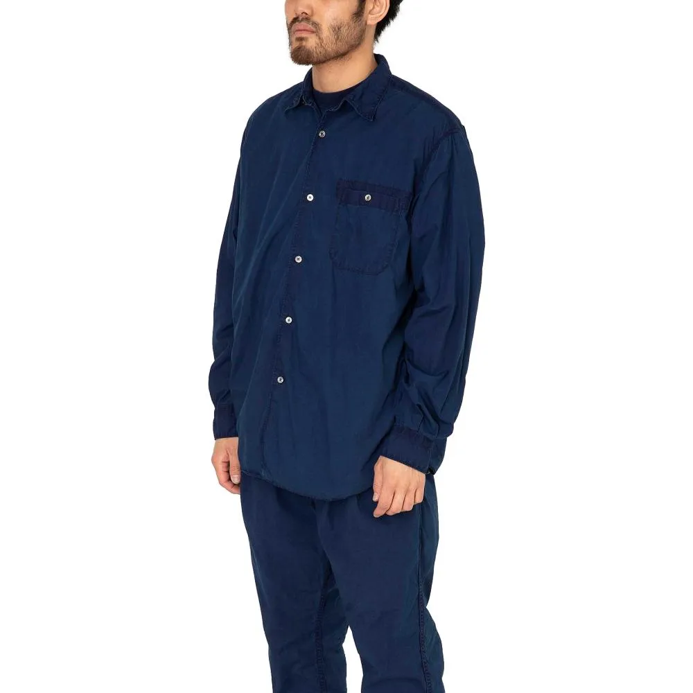 HOBO ARTISAN L/S SHIRT COTTON BROAD INDIGO DYED-INDIGO