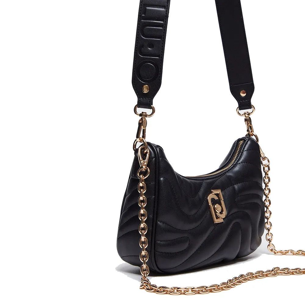 Hobo Bag con Tracolla LIU JO Better Trapuntata Nero con Charm