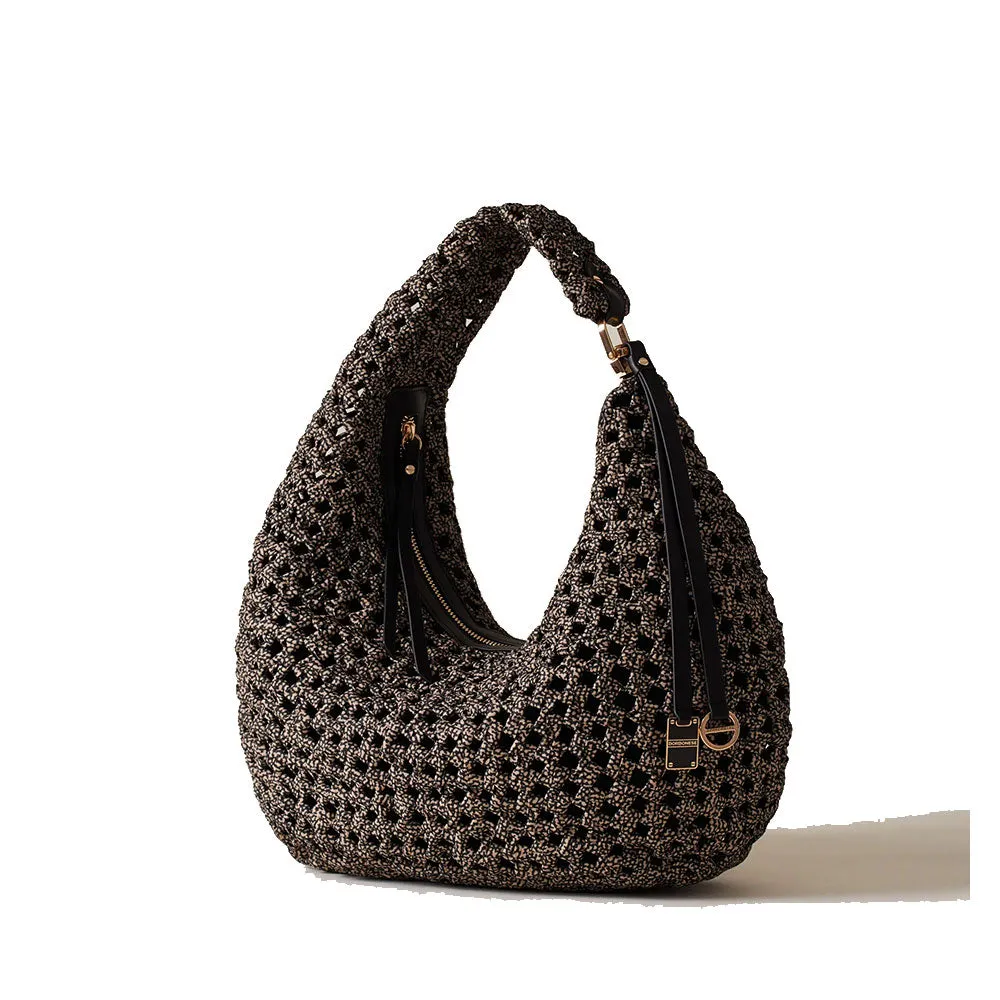 Hobo Bag Media BORBONESE linea La Nido in Nylon OP Naturale Nero