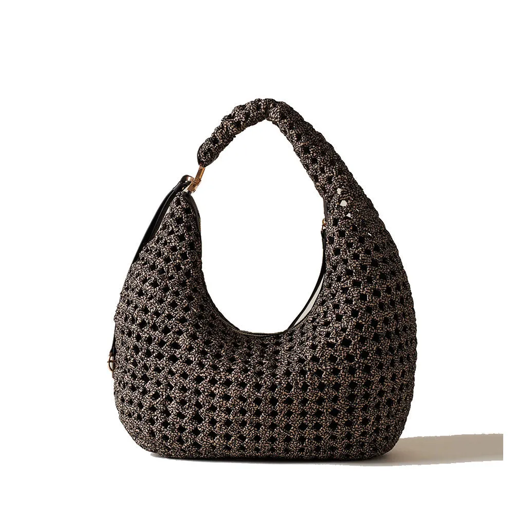 Hobo Bag Media BORBONESE linea La Nido in Nylon OP Naturale Nero