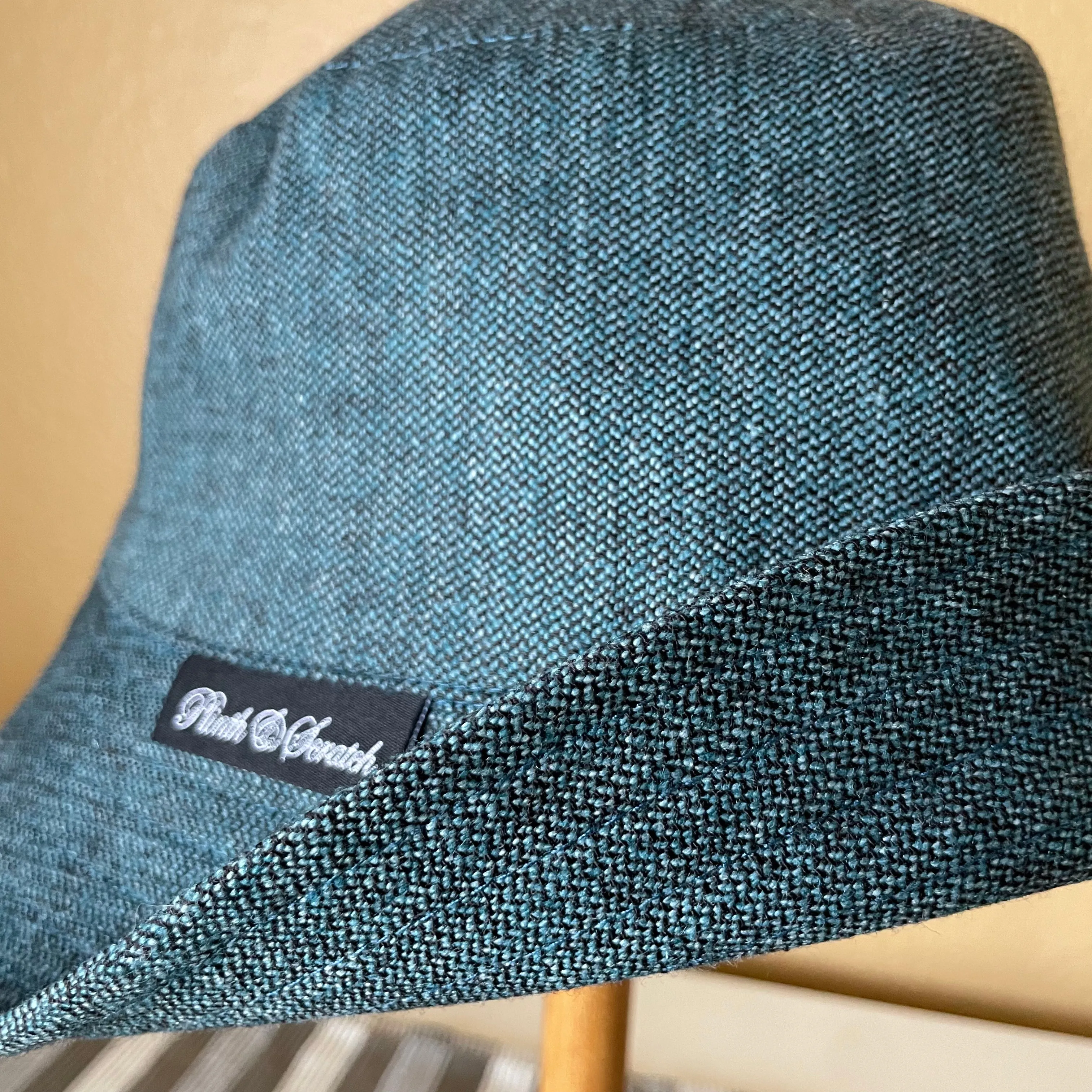 Joyride Bucket Hat Teal Herringbone Tropical Wool Silk