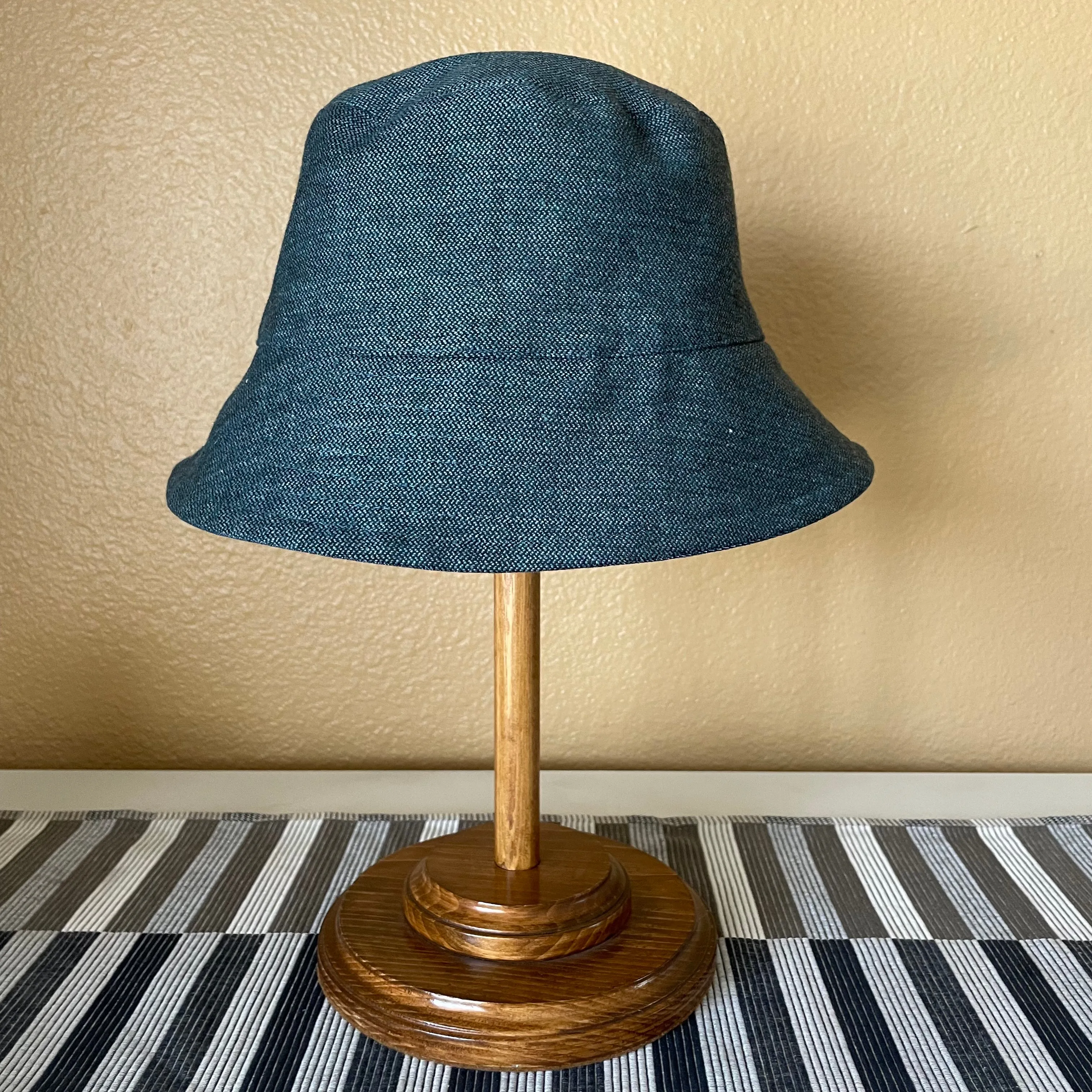 Joyride Bucket Hat Teal Herringbone Tropical Wool Silk