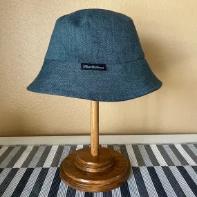 Joyride Bucket Hat Teal Herringbone Tropical Wool Silk