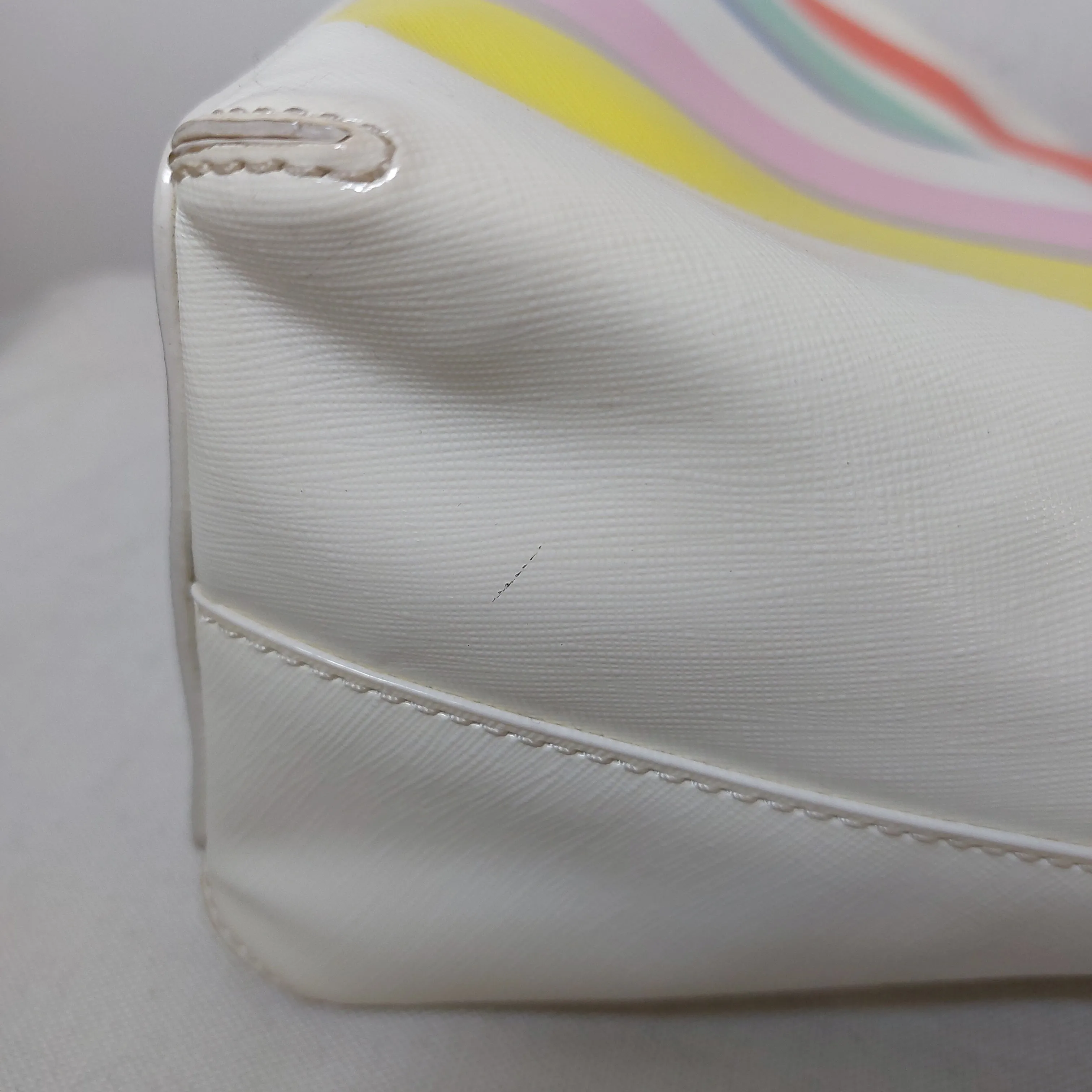 Kate Spade White Multicolour Striped Satchel | Pre Loved |