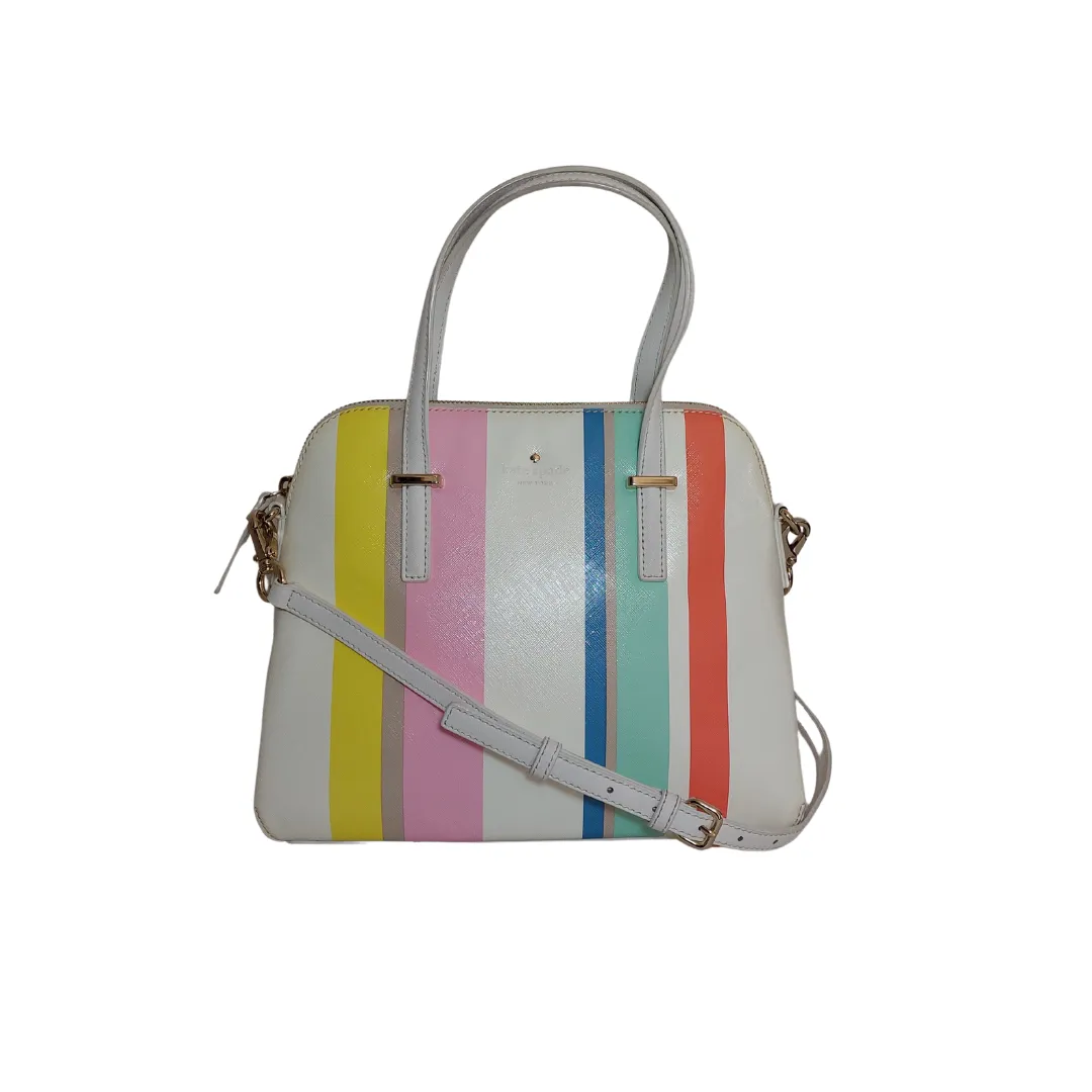 Kate Spade White Multicolour Striped Satchel | Pre Loved |