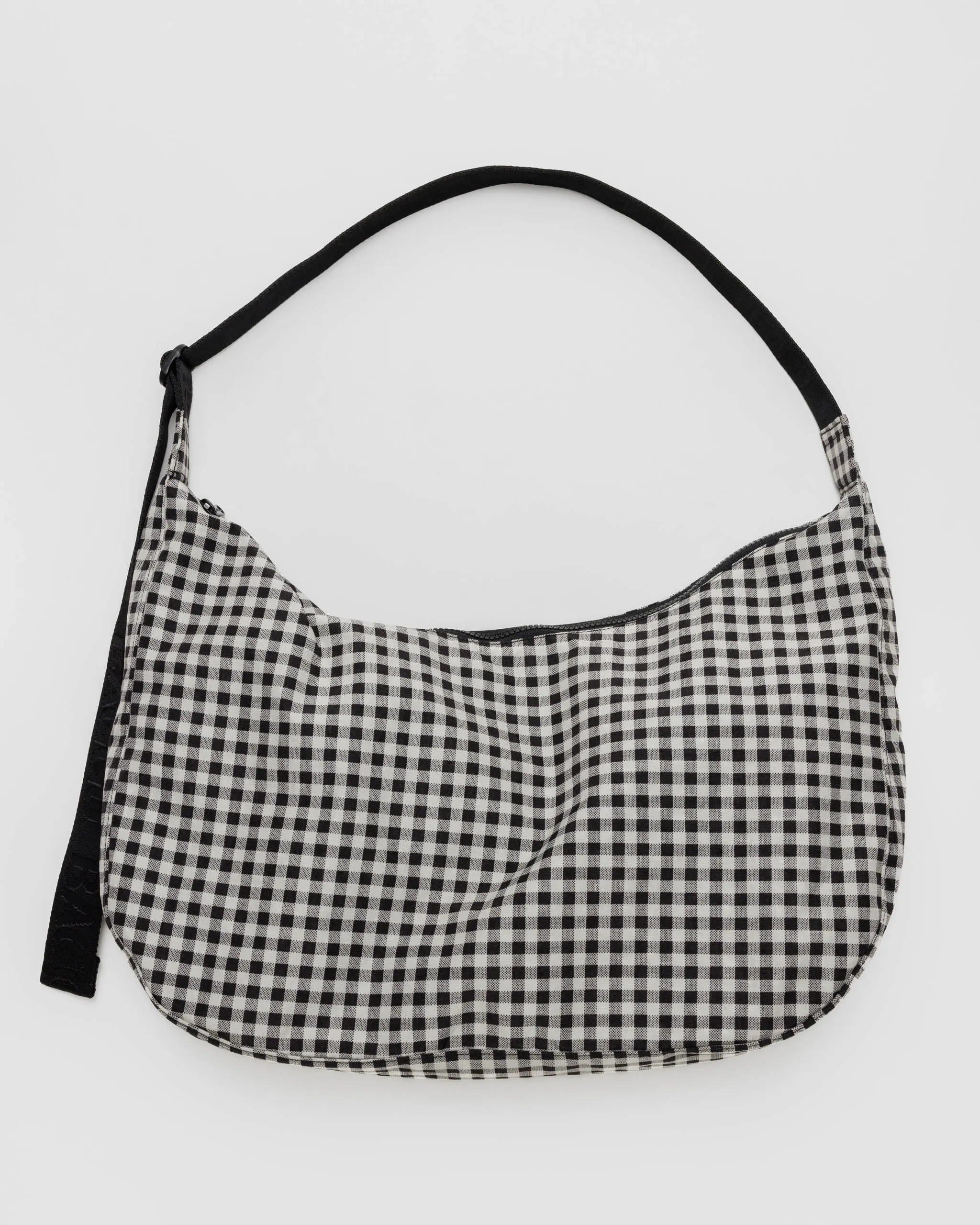 Large Nylon Crescent Bag Gingham Check