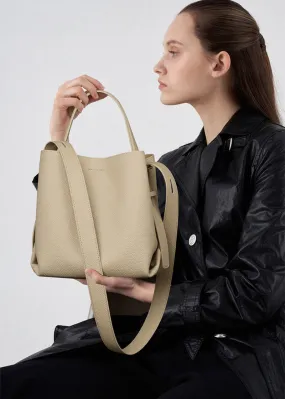 Leather Top Handle Shoulder Bucket Bag