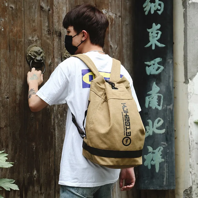 Men Travel Bag Mountaineering Backpack Male Canvas Large Capacity Bucket Shoulder Bags For Boys Man Army Rucksack Mochila XA33ZC