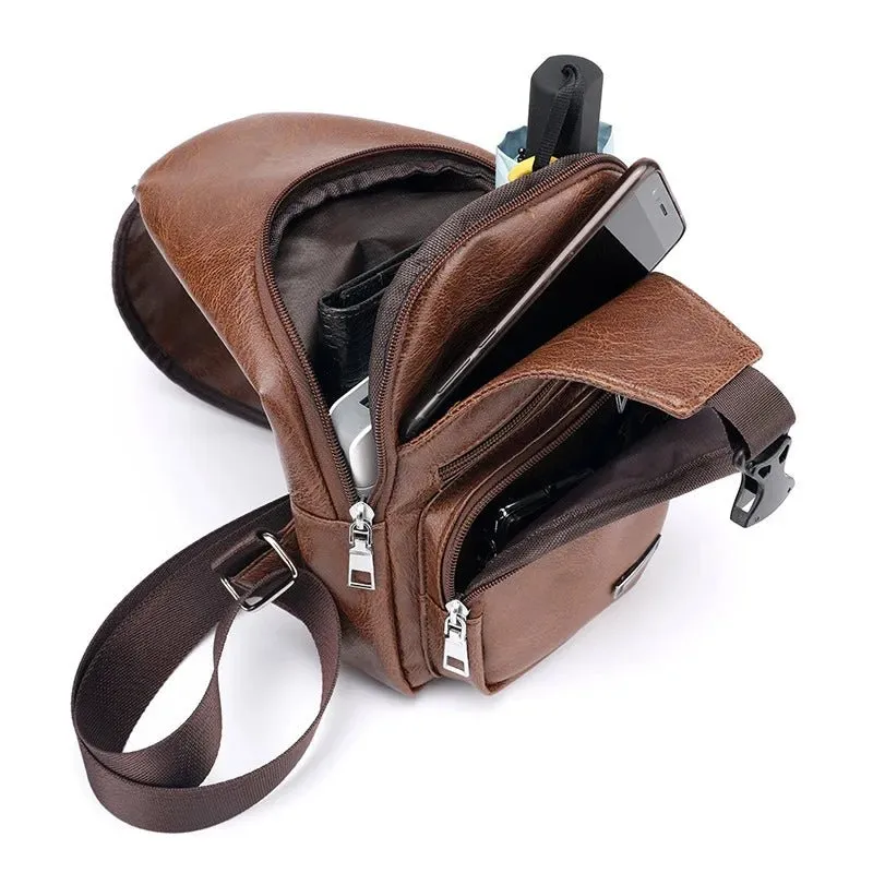 Men's Crossbody Bags Men's USB Chest Bag Designer Messenger bag Leather Shoulder Bags Diagonal Package