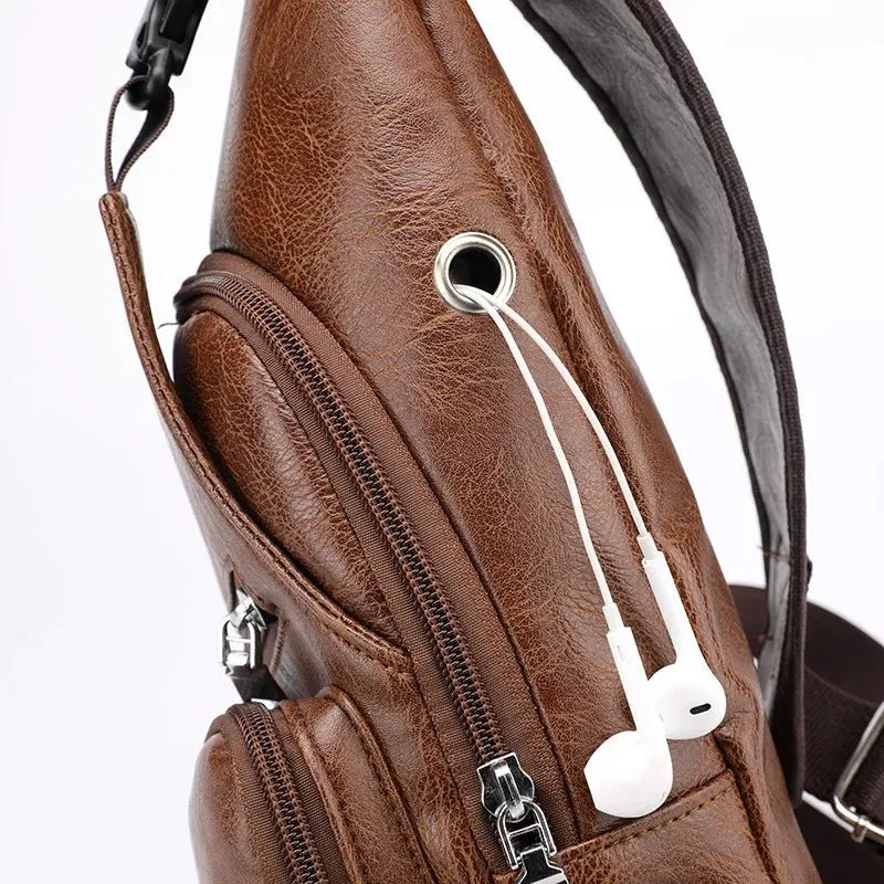 Men's Crossbody Bags Men's USB Chest Bag Designer Messenger bag Leather Shoulder Bags Diagonal Package