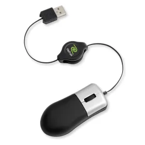 Metallic Computer Mouse | Retractable Mouse Cord | Metallic Gray