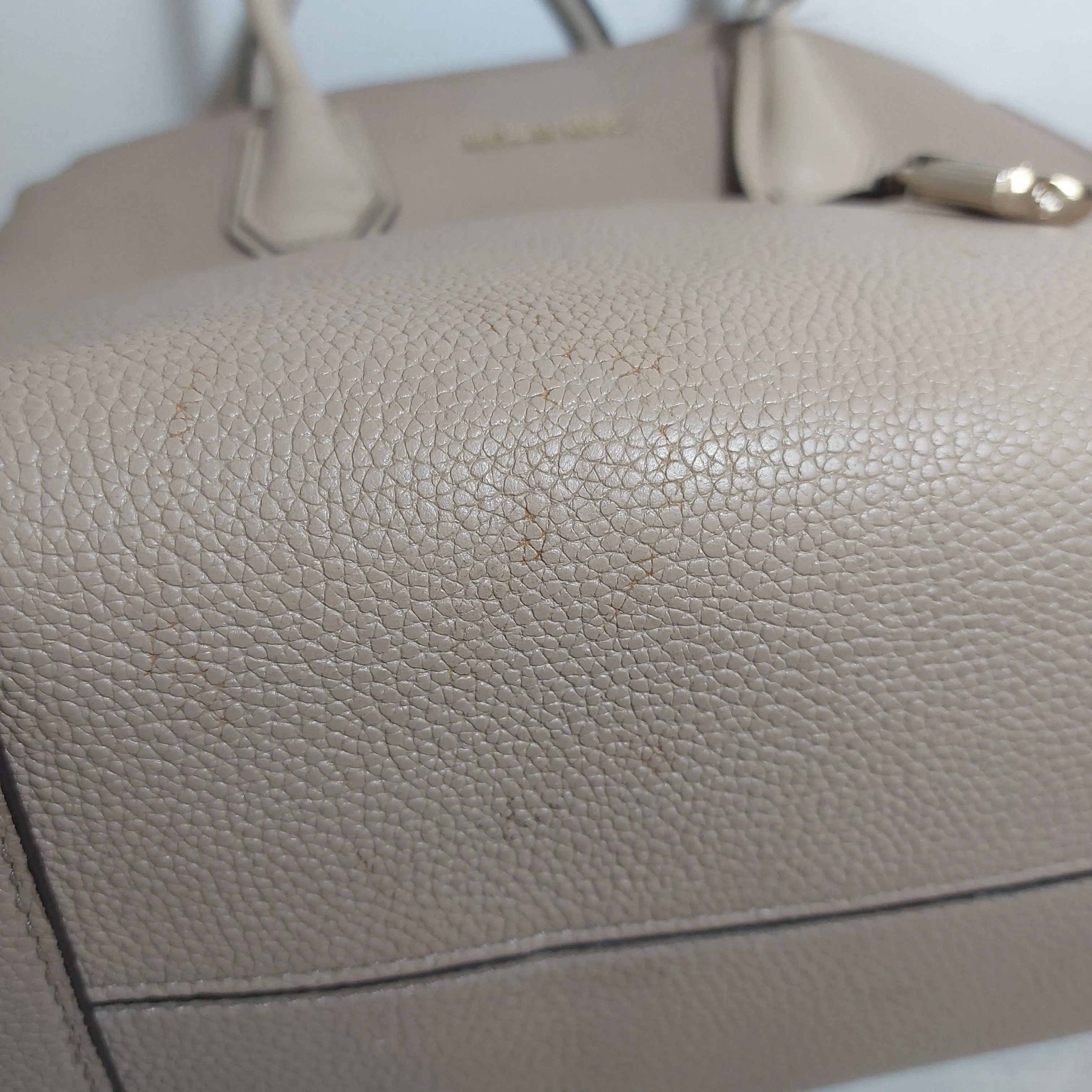 Michael Kors Taupe and White Leather Mercer Satchel | Pre Loved |