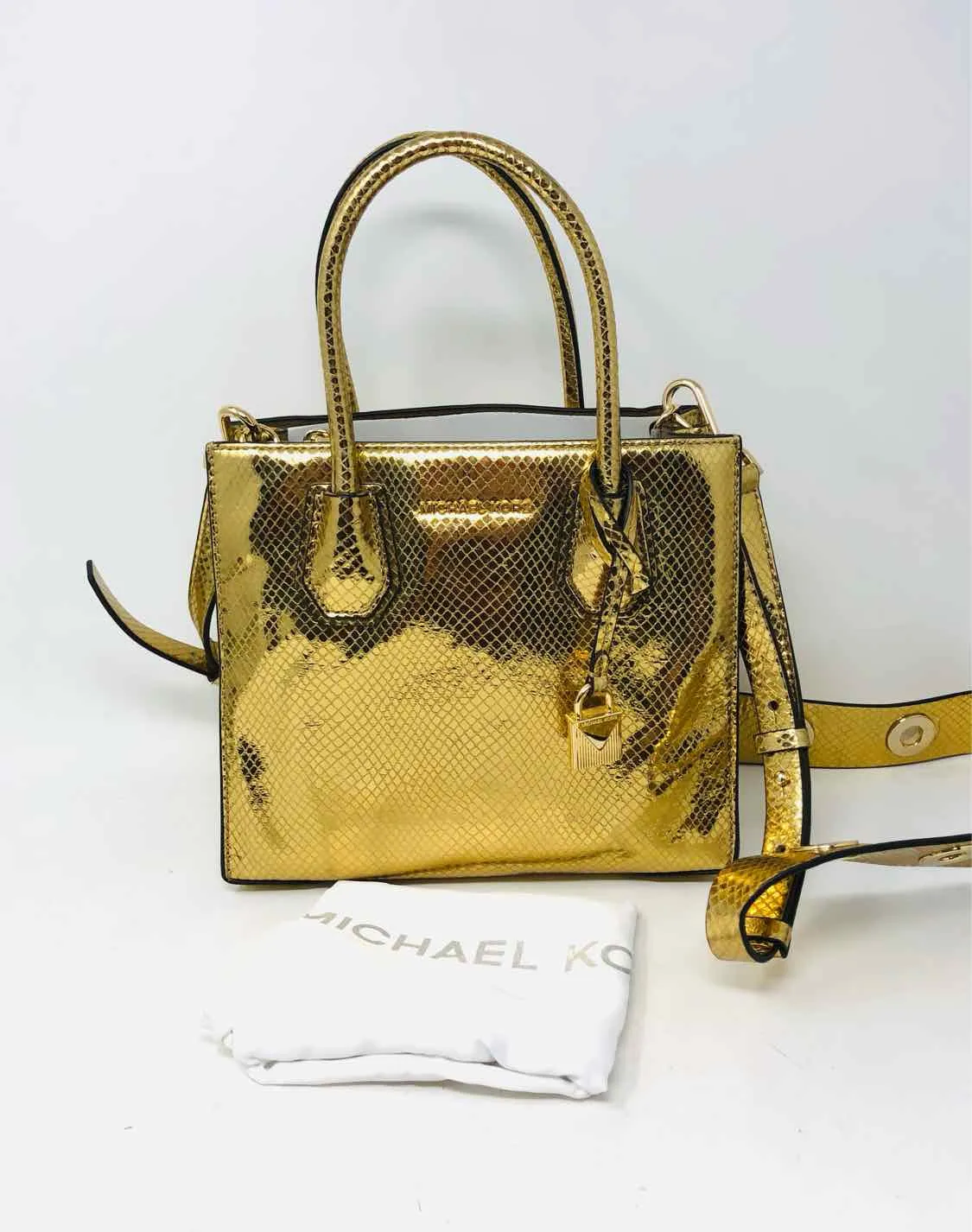 Michael Michael Kors Gold Reptile Metallic NEW Designer Satchel