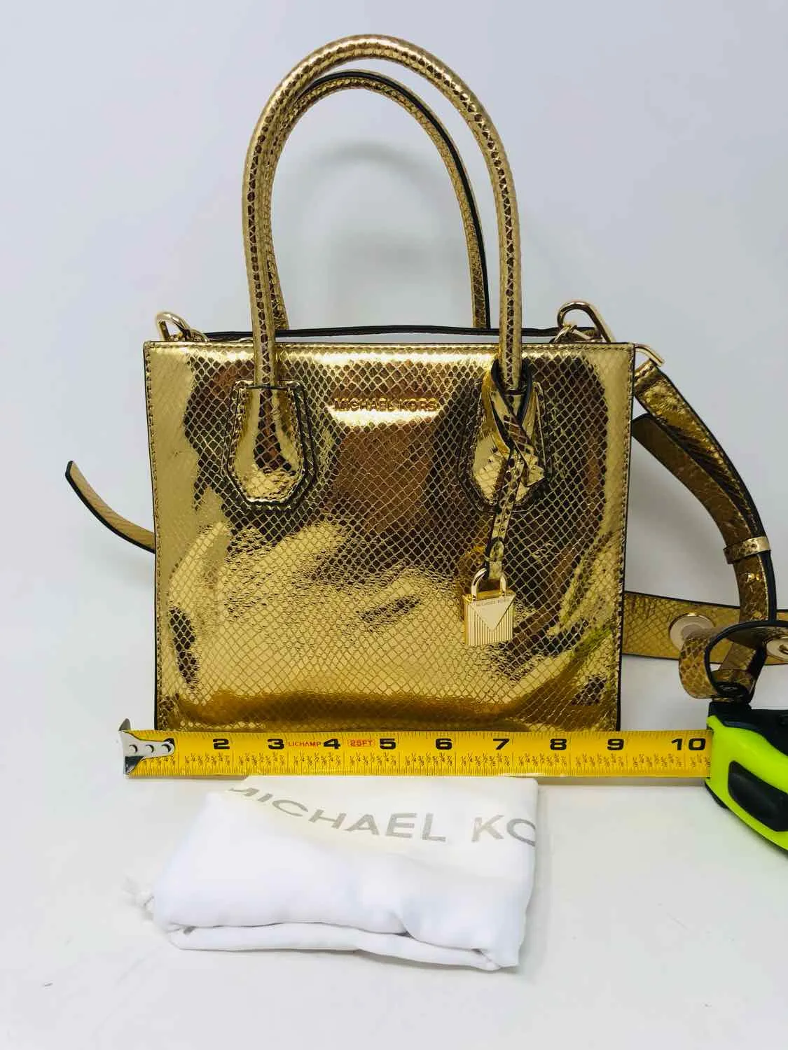 Michael Michael Kors Gold Reptile Metallic NEW Designer Satchel