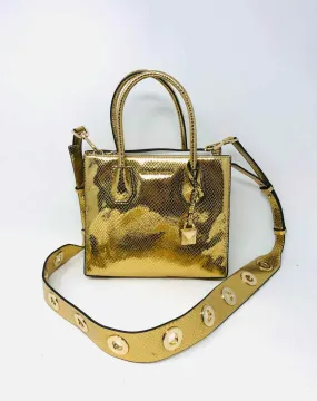 Michael Michael Kors Gold Reptile Metallic NEW Designer Satchel