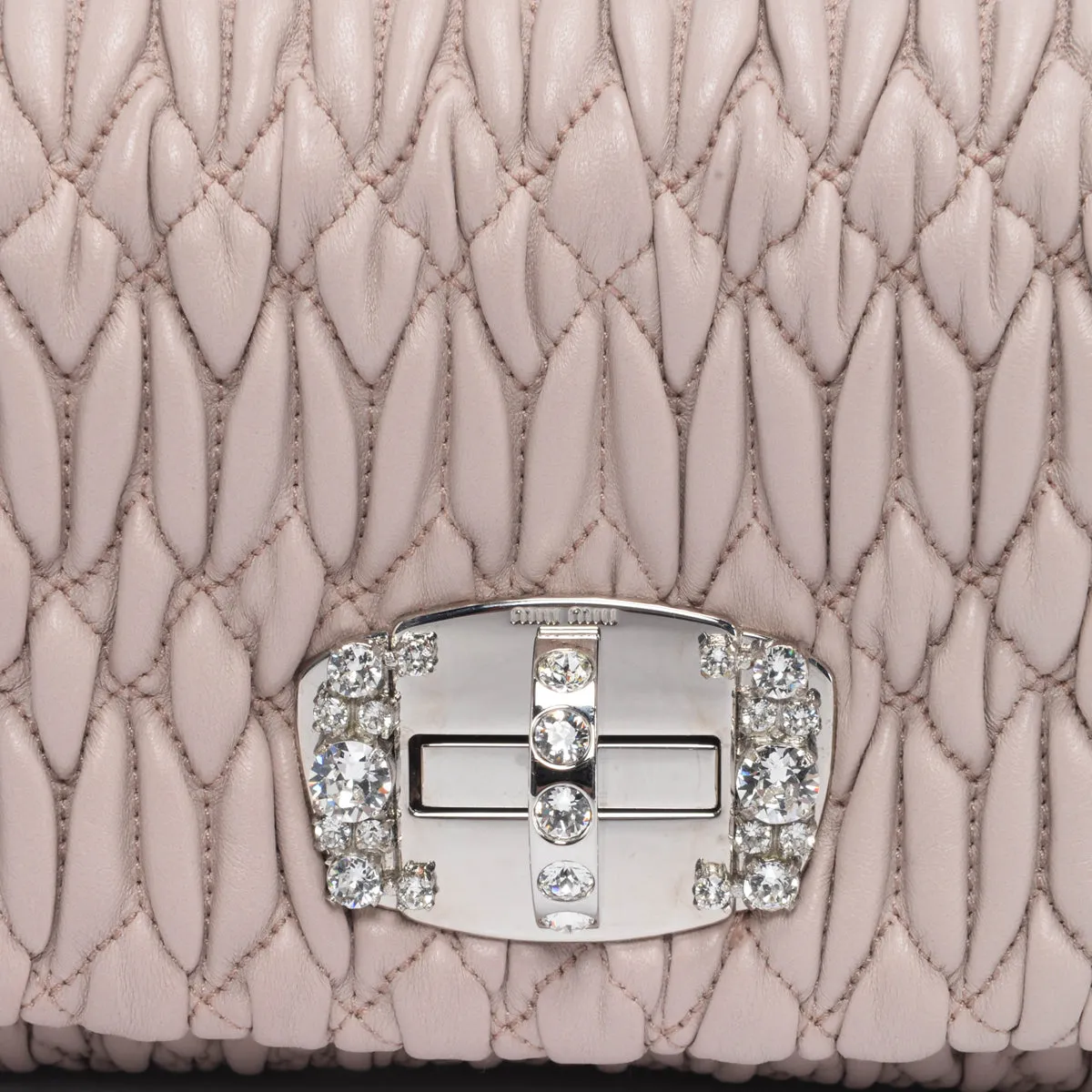 Miu Miu Beige Matelasse Crystal Shoulder Bag