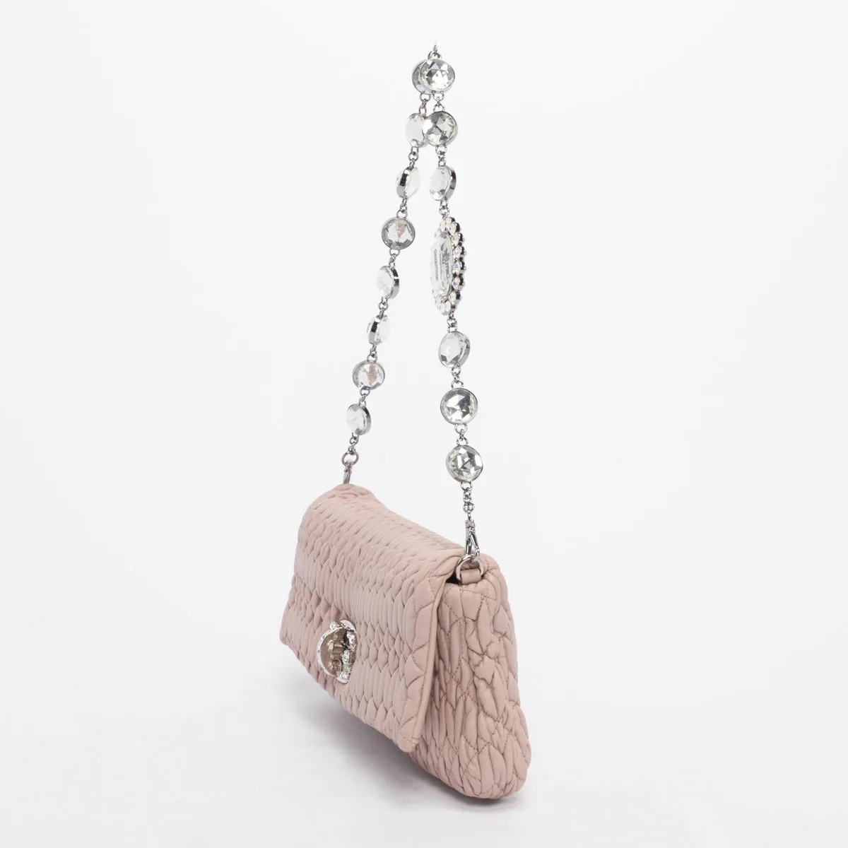 Miu Miu Beige Matelasse Crystal Shoulder Bag