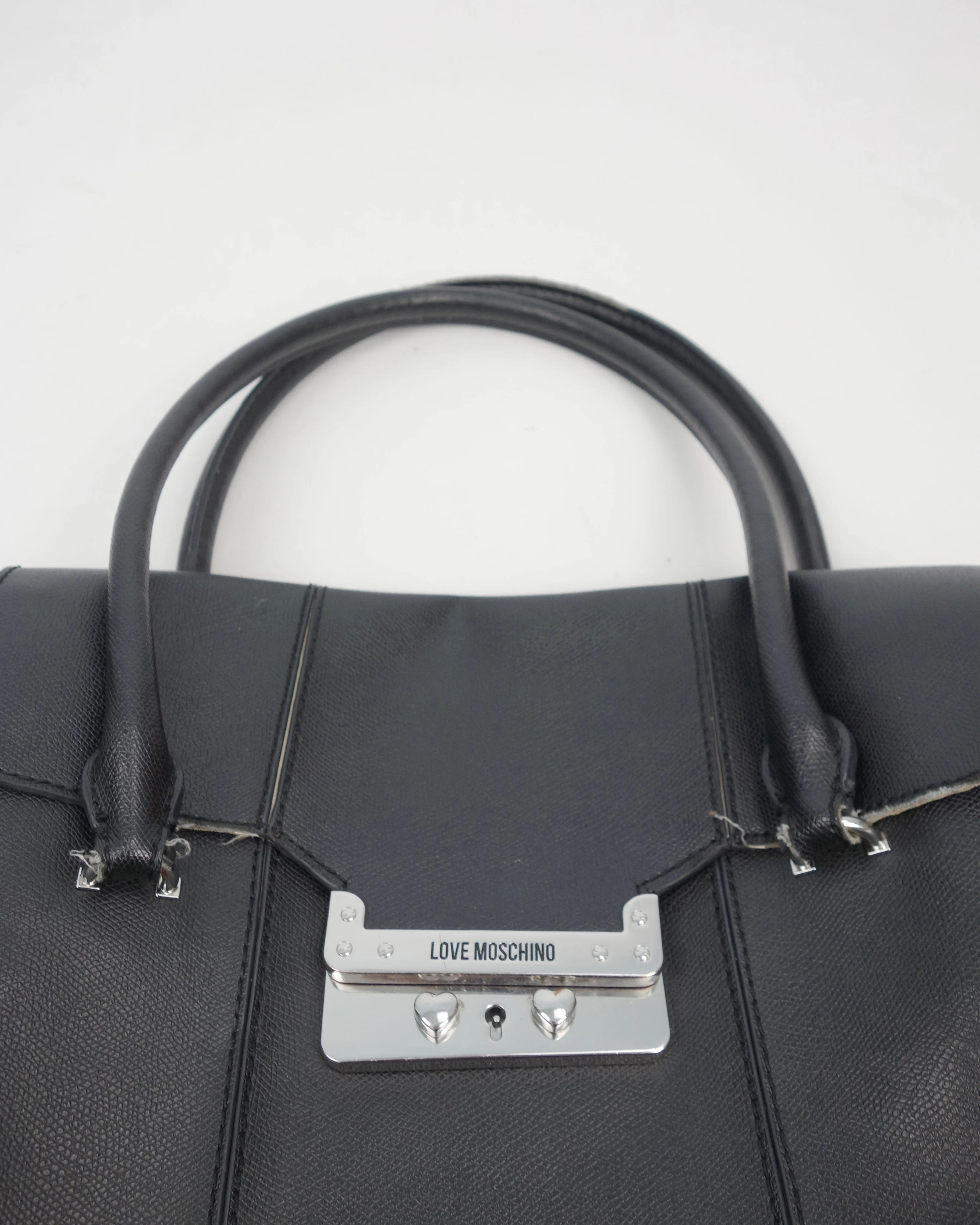 Moschino Black Leather Briefcase Bag 2000's