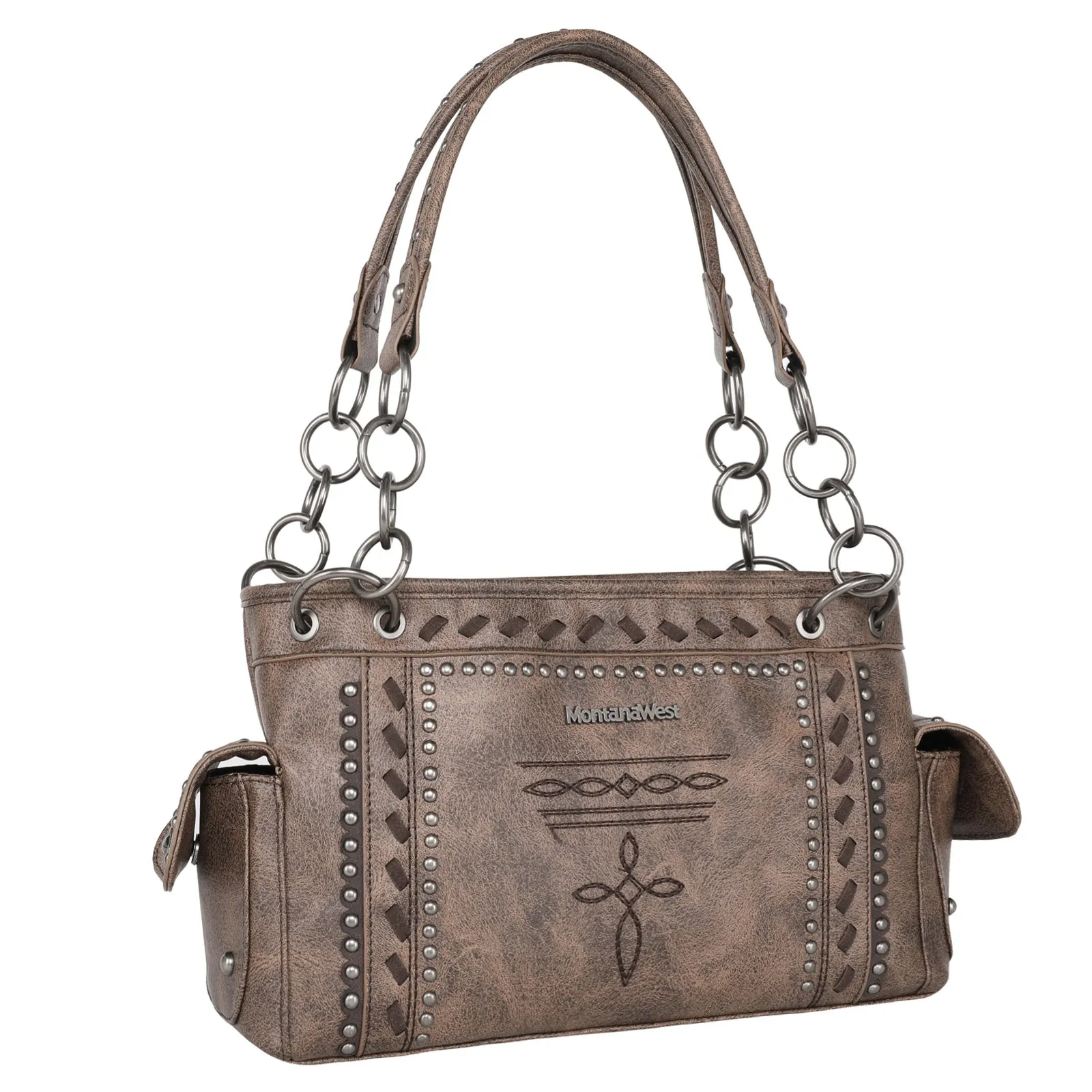 Montana West MW1124G-8085 Whipstitch Collection Stylish Concealed Carry Satchel Handbag