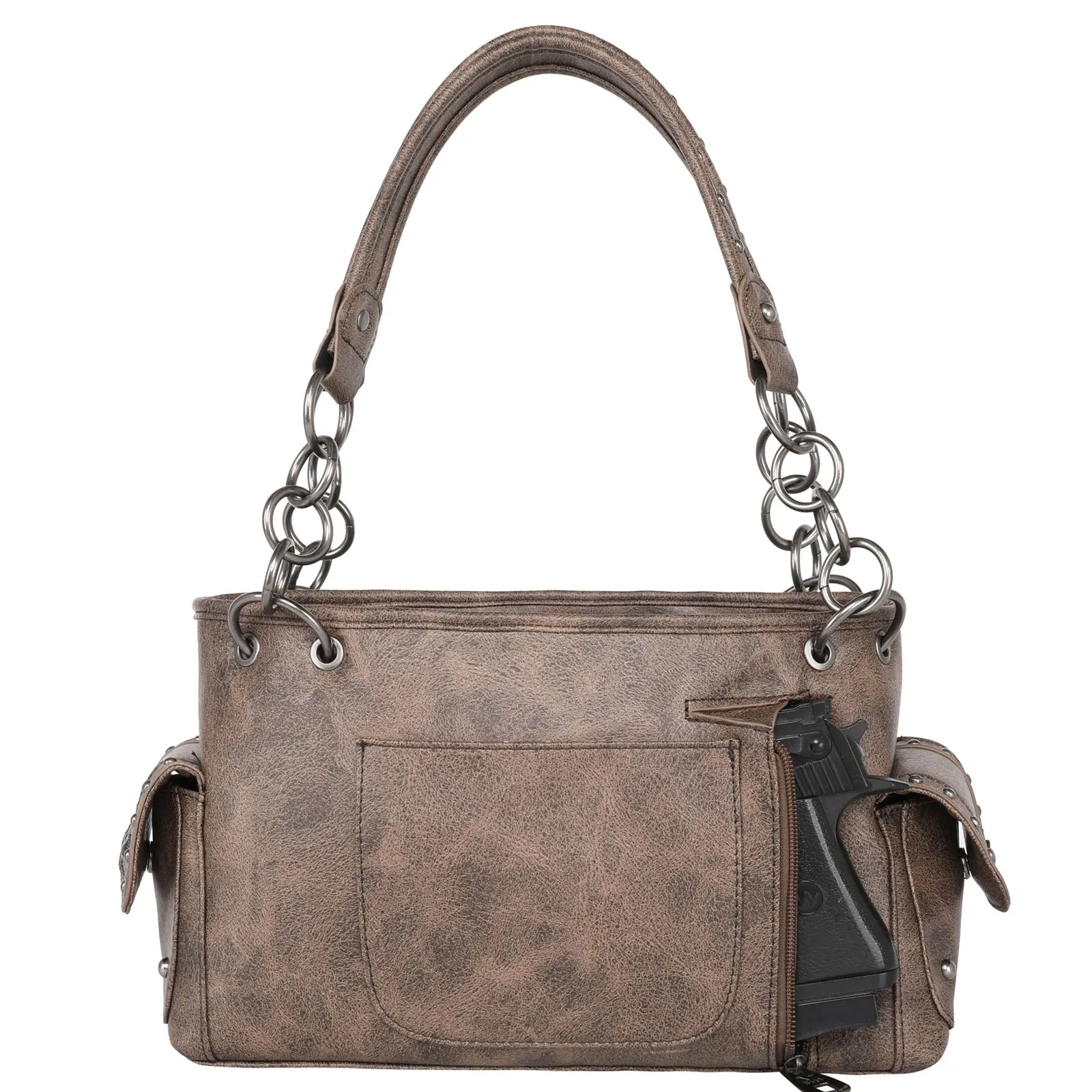 Montana West MW1124G-8085 Whipstitch Collection Stylish Concealed Carry Satchel Handbag